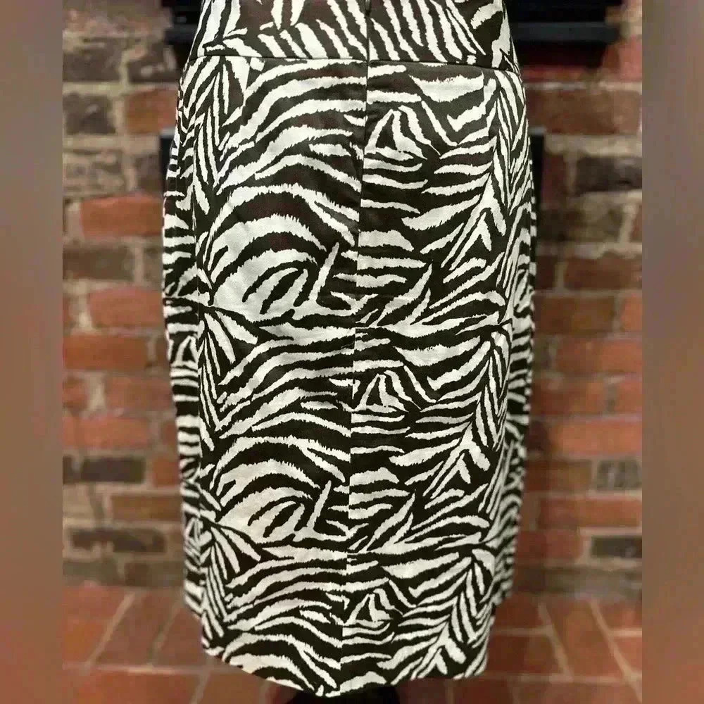 Soft Works Zebra Print Pencil Skirt Brown Cream Stretch Midi Chic Classy Slim 8 - Picture 9 of 16